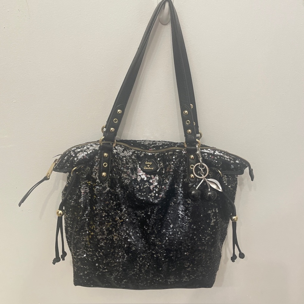 Juicy Couture Sequin Tote Black Gold Details